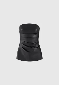 Vegan Leather Longline Bandeau Top -^Manière De Voir Clearance