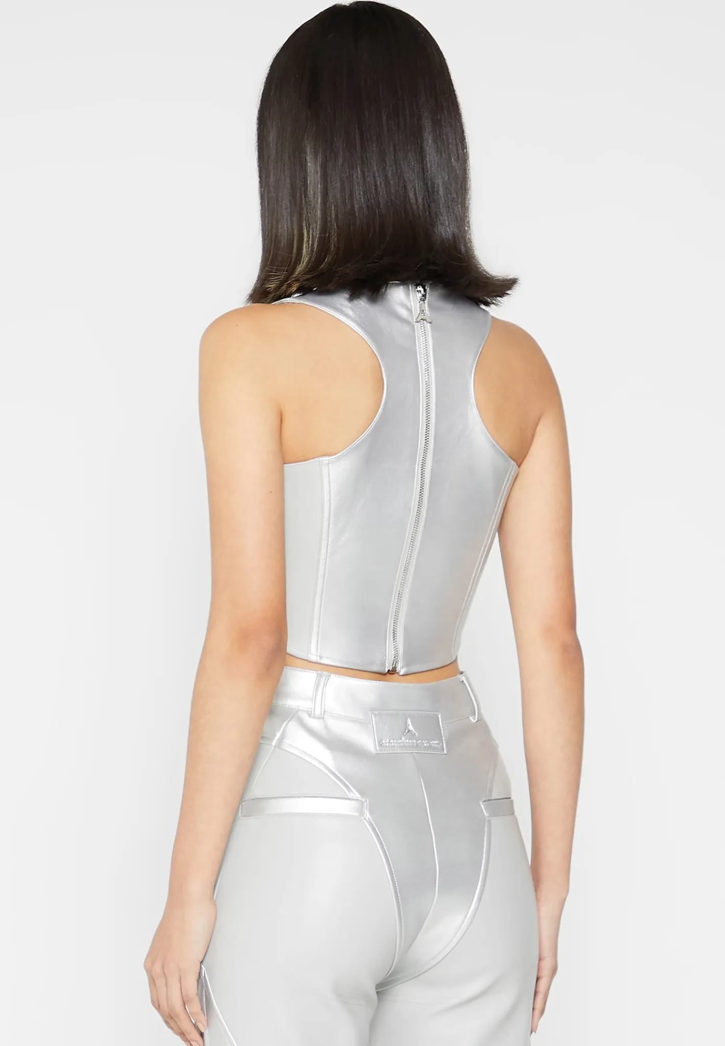 Vegan Leather Metallic Corset Top -^Manière De Voir Fashion