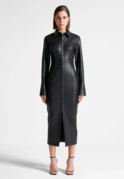 Vegan Leather Midaxi Shirt Dress -^Manière De Voir Outlet