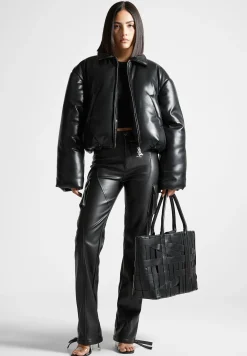 Vegan Leather Padded Bomber Jacket -^Manière De Voir Discount