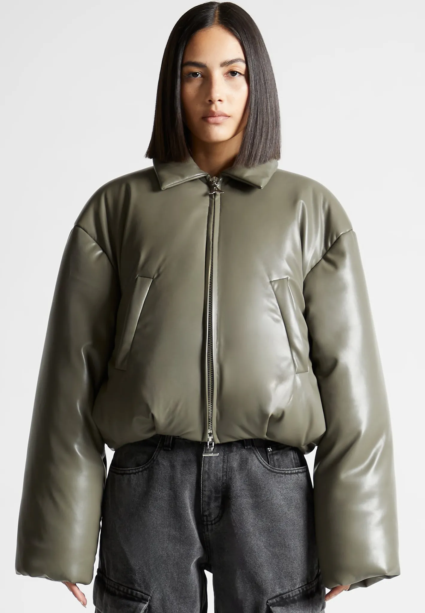 Vegan Leather Padded Bomber Jacket -^Manière De Voir Fashion