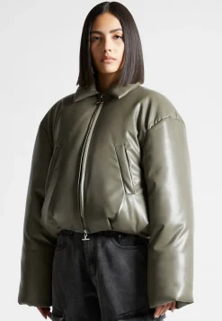 Vegan Leather Padded Bomber Jacket -^Manière De Voir Fashion
