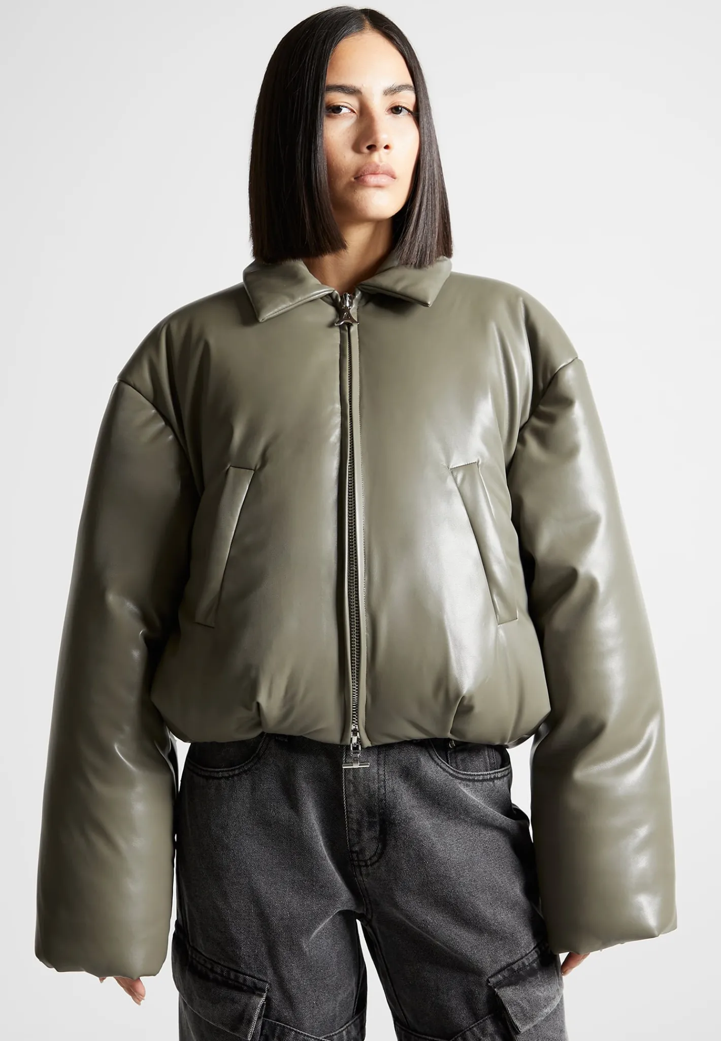 Vegan Leather Padded Bomber Jacket -^Manière De Voir Fashion