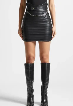 Vegan Leather Pintuck Chain Mini Skirt -^Manière De Voir Sale