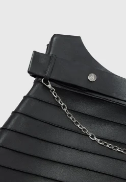 Vegan Leather Pintuck Chain Mini Skirt -^Manière De Voir Sale