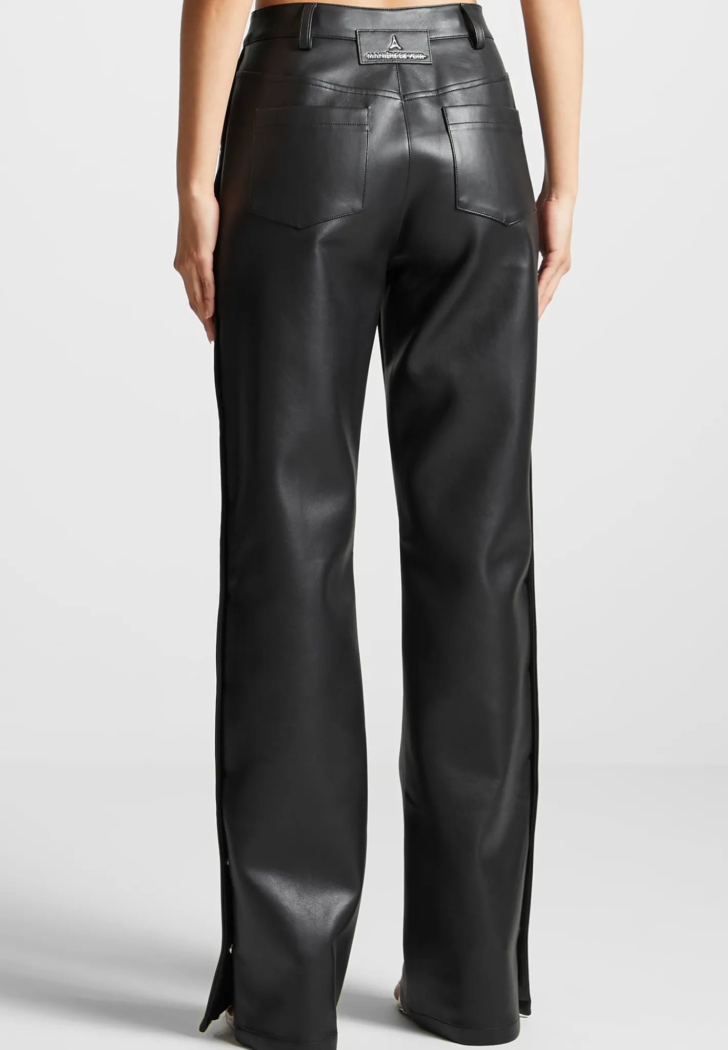 Vegan Leather Pintuck Popper Trousers -^Manière De Voir Discount