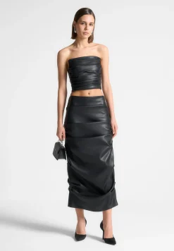 Vegan Leather Pleated Bandeau Corset Top -^Manière De Voir Sale