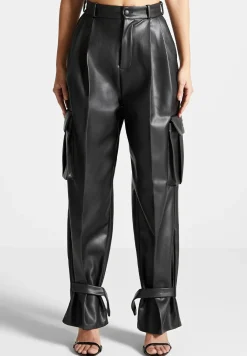 Vegan Leather Pleated Cargo Trousers -^Manière De Voir New