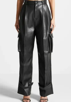 Vegan Leather Pleated Cargo Trousers -^Manière De Voir New