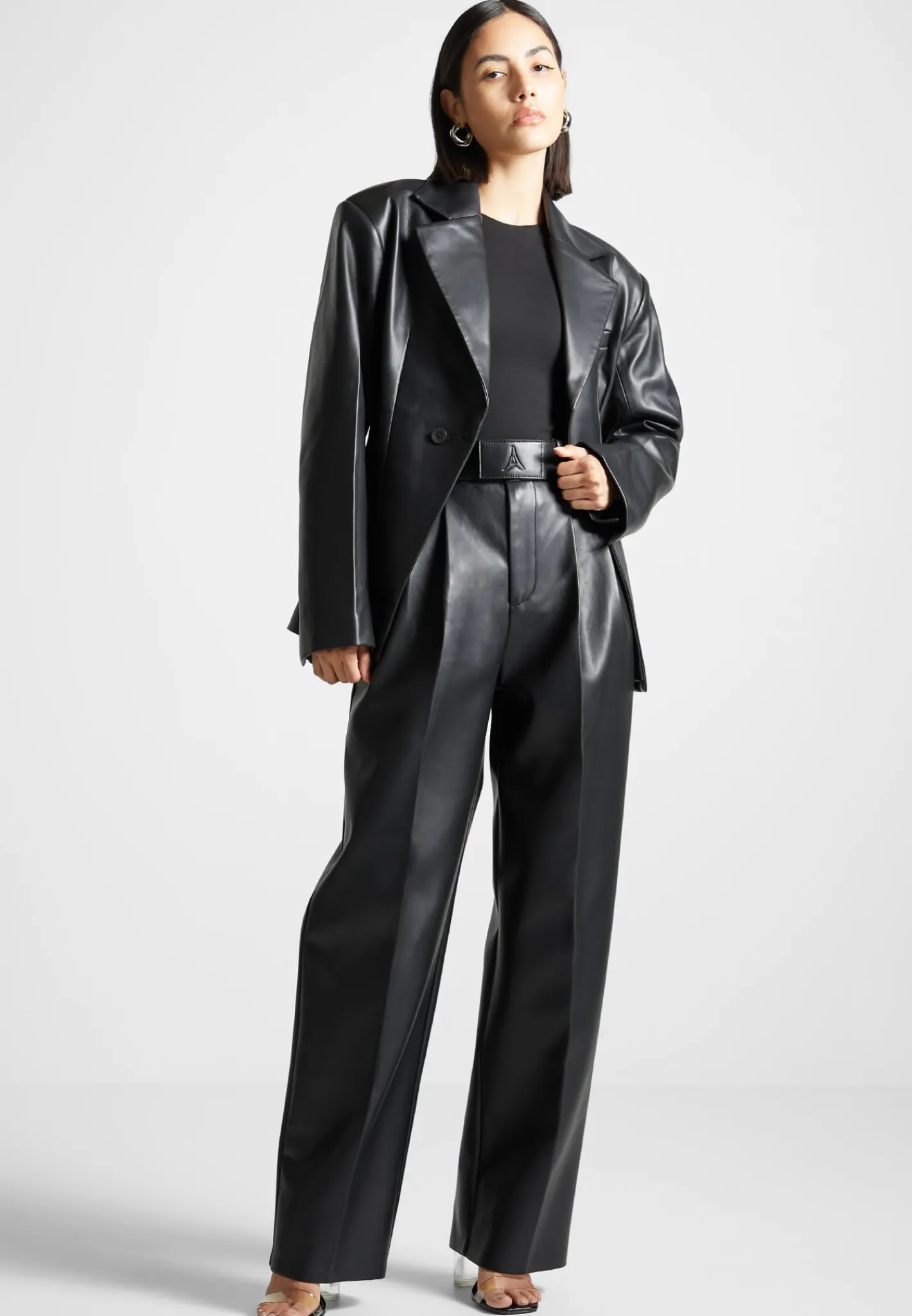 Vegan Leather Pleated Trousers with Eiffel Belt -^Manière De Voir Hot