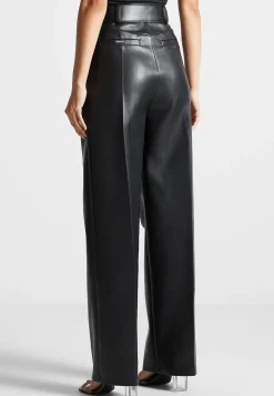 Vegan Leather Pleated Trousers with Eiffel Belt -^Manière De Voir Hot