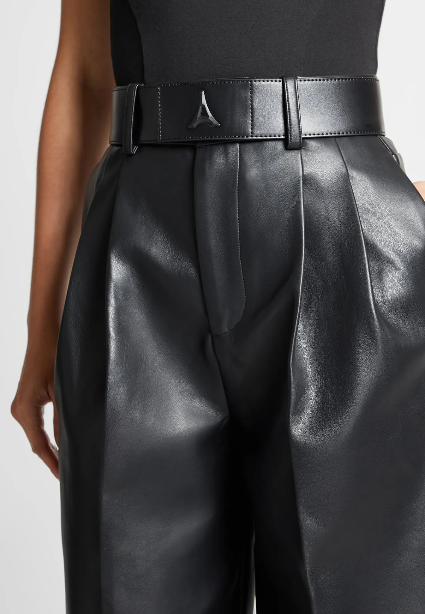 Vegan Leather Pleated Trousers with Eiffel Belt -^Manière De Voir Hot