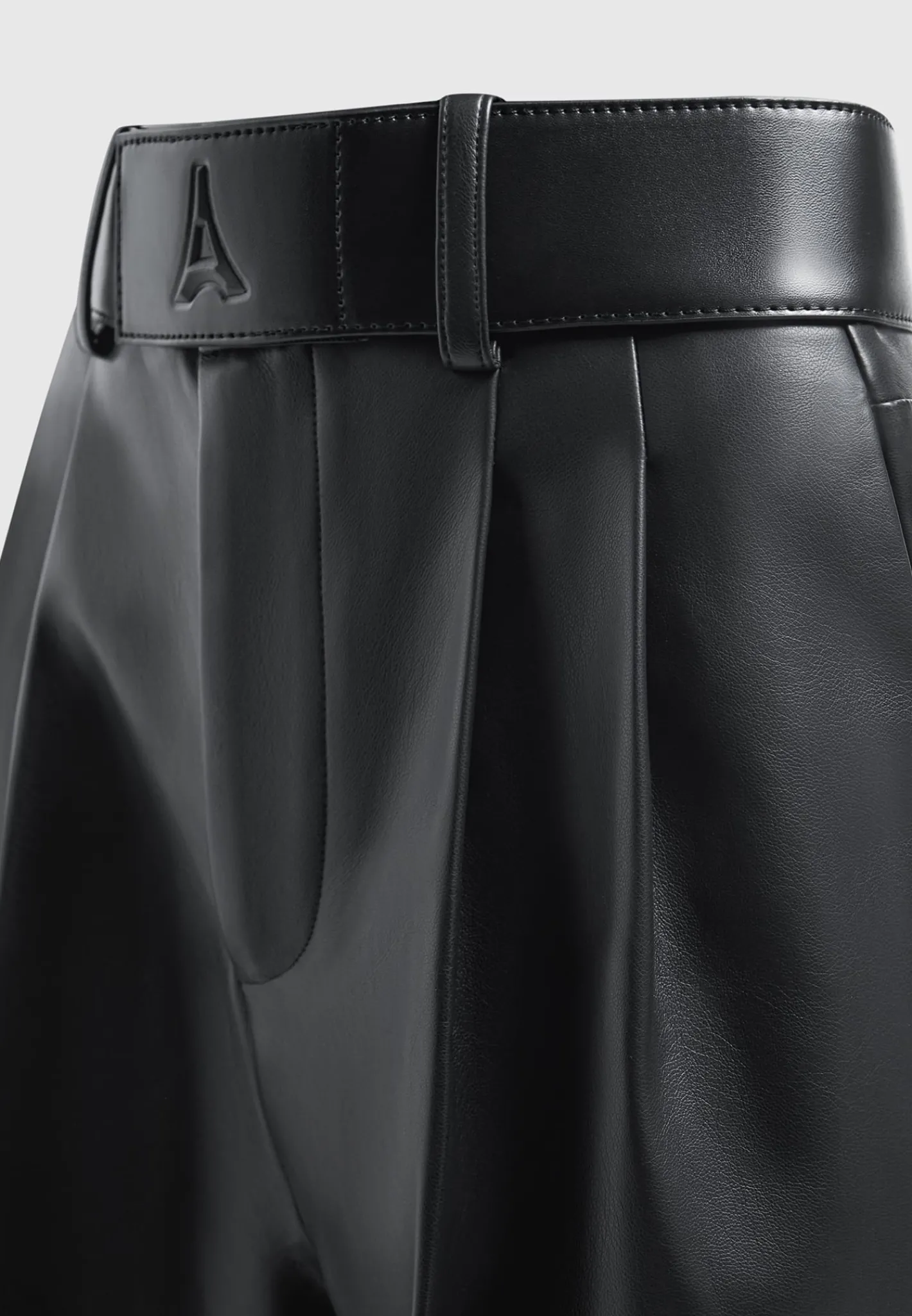 Vegan Leather Pleated Trousers with Eiffel Belt -^Manière De Voir Hot