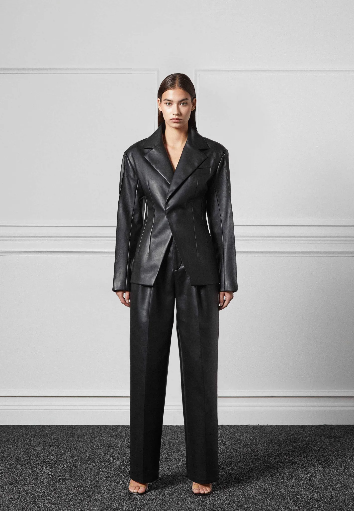 Vegan Leather Pleated Trousers with Eiffel Belt -^Manière De Voir Hot