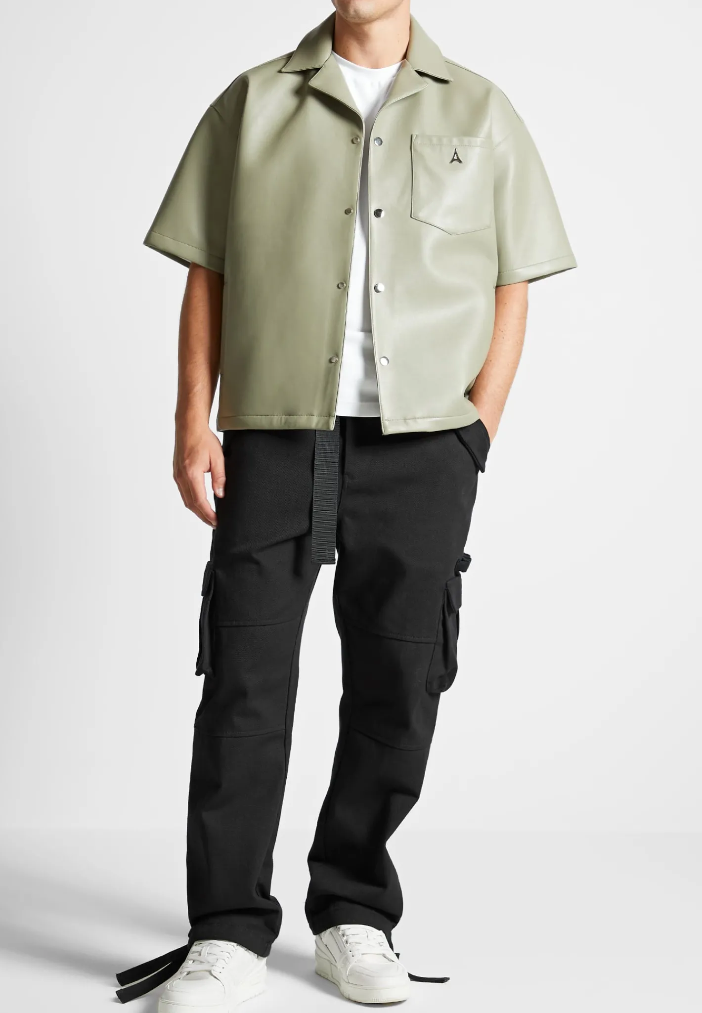 Vegan Leather Revere Shirt - Green^Manière De Voir Best