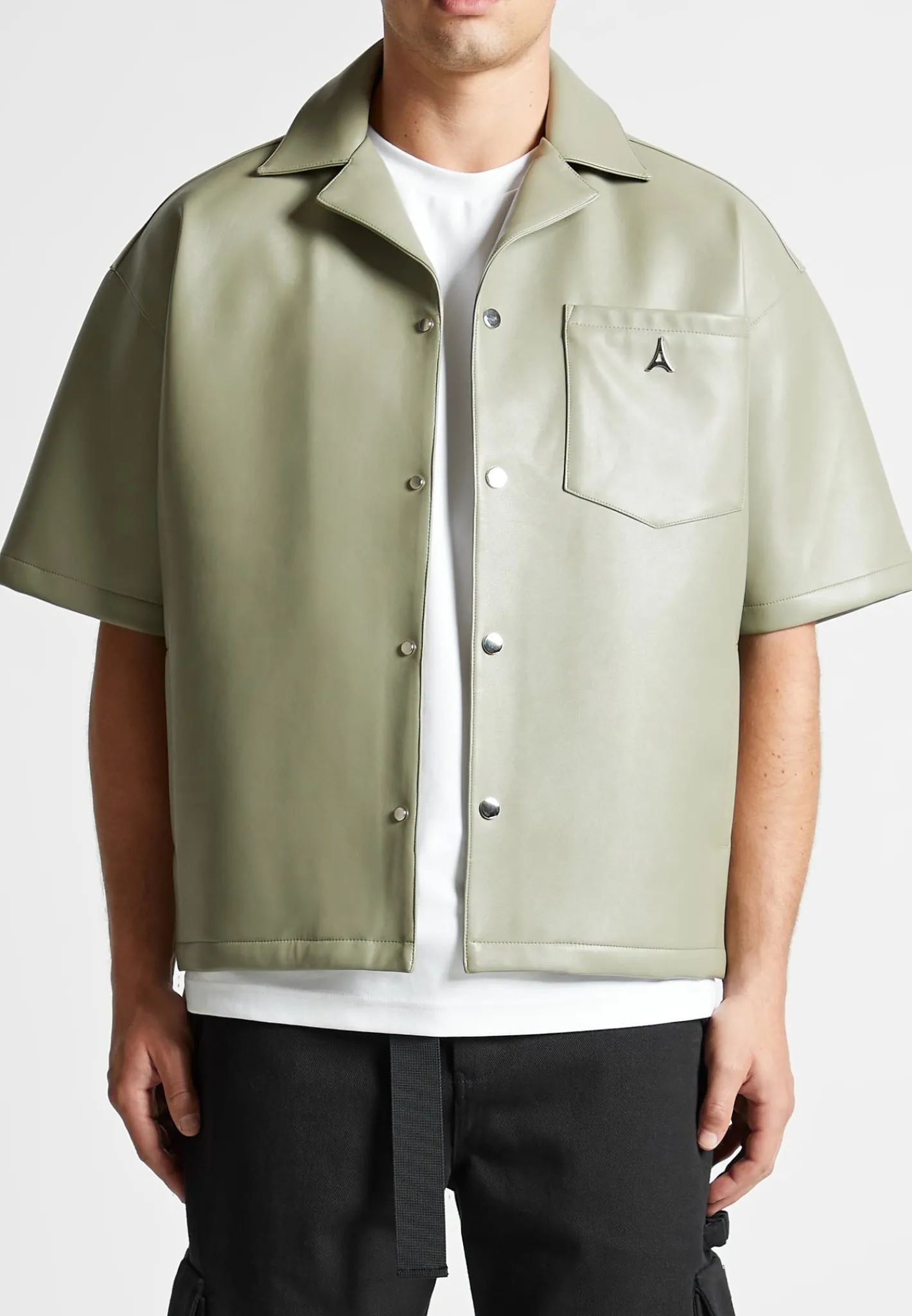 Vegan Leather Revere Shirt - Green^Manière De Voir Best