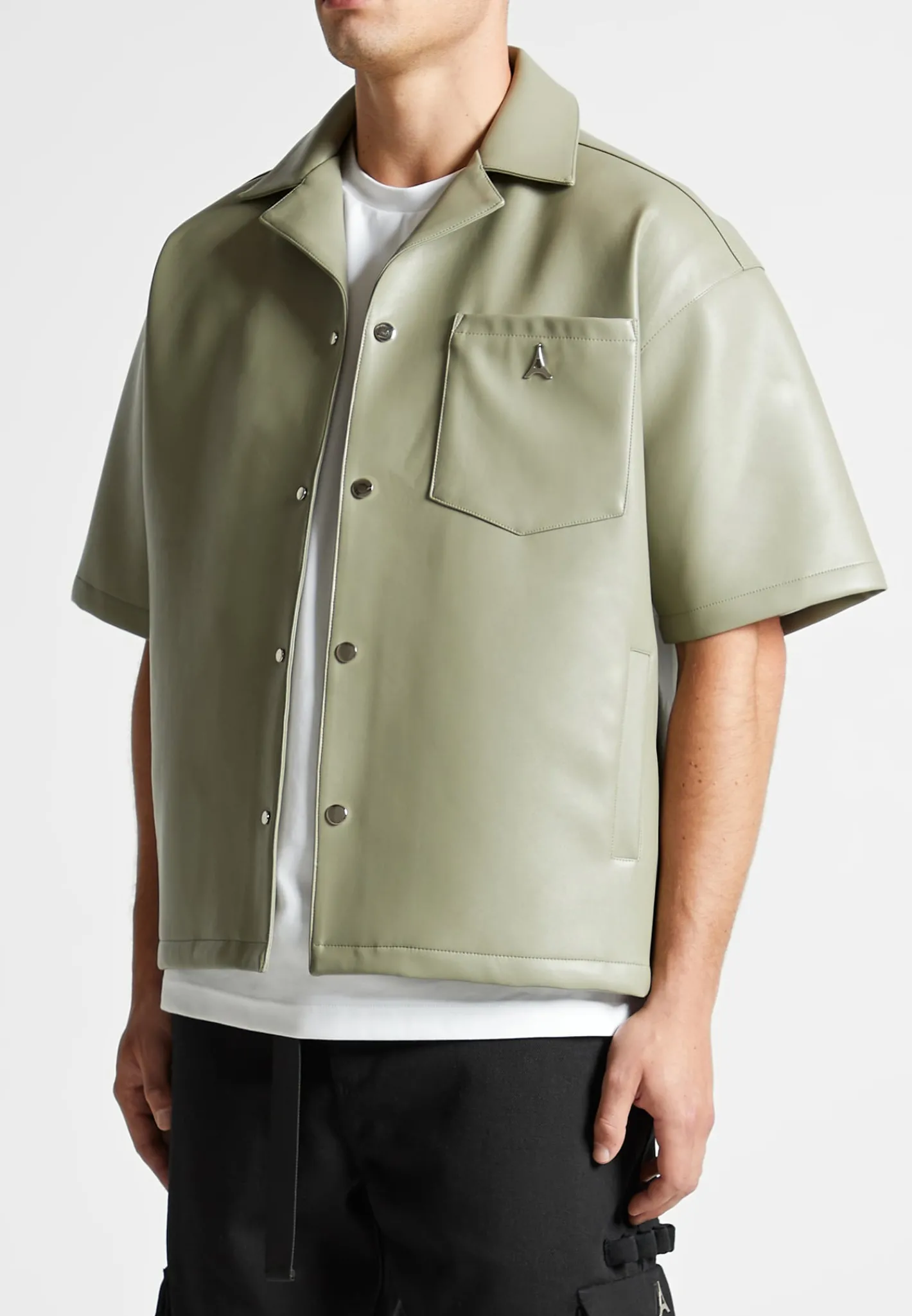 Vegan Leather Revere Shirt - Green^Manière De Voir Best