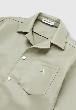 Vegan Leather Revere Shirt - Green^Manière De Voir Best