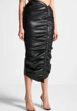 Vegan Leather Ruched Midaxi Skirt -^Manière De Voir Sale