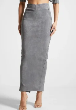 Vegan Suede Midaxi Skirt - Light Grey^Manière De Voir New