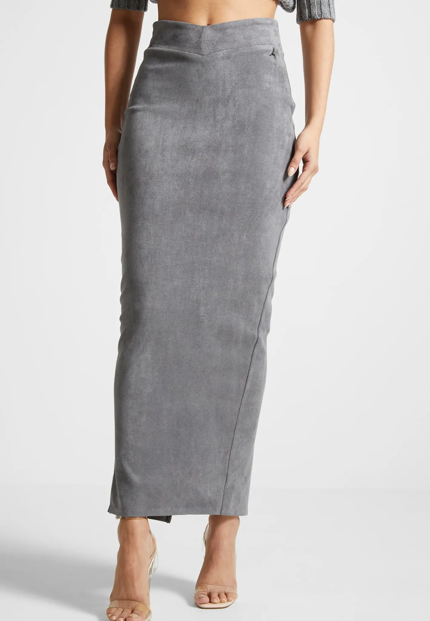 Vegan Suede Midaxi Skirt - Light Grey^Manière De Voir New
