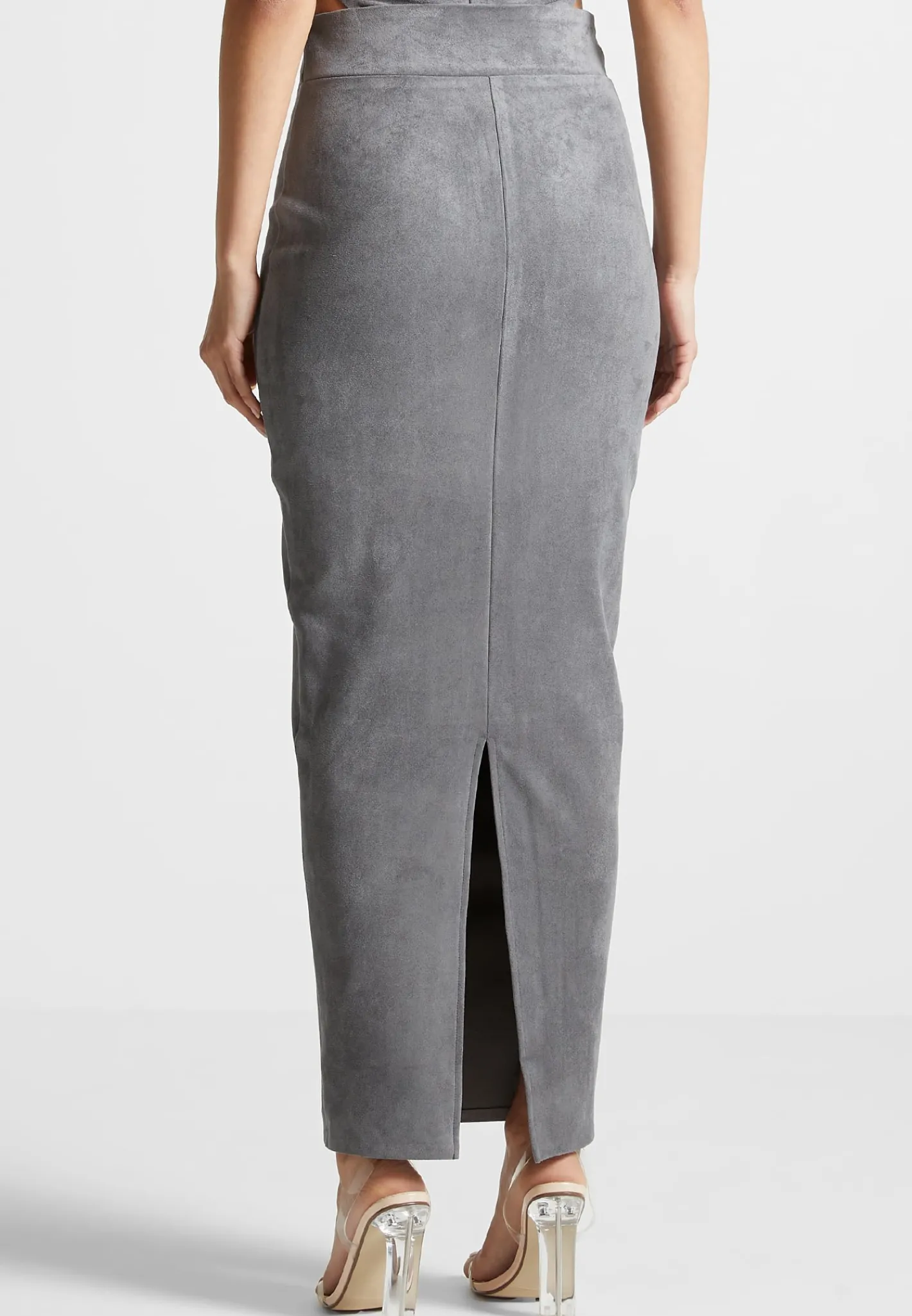 Vegan Suede Midaxi Skirt - Light Grey^Manière De Voir New