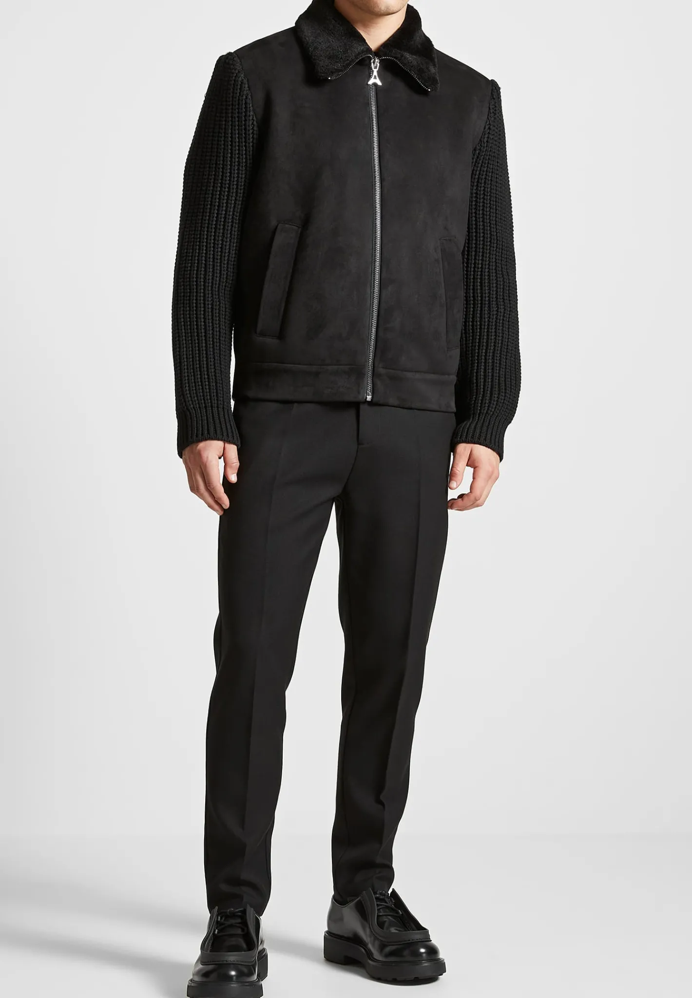 Vegan Suede Shearling & Knit Jacket -^Manière De Voir Online