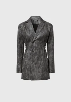 Vintage Double Breasted Vegan Leather Blazer Dress -^Manière De Voir New