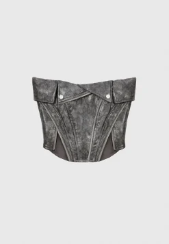 Vintage Vegan Leather Biker Corset -^Manière De Voir Sale