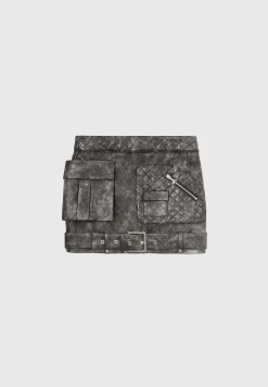 Vintage Vegan Leather Cargo Mini Skirt -^Manière De Voir Hot