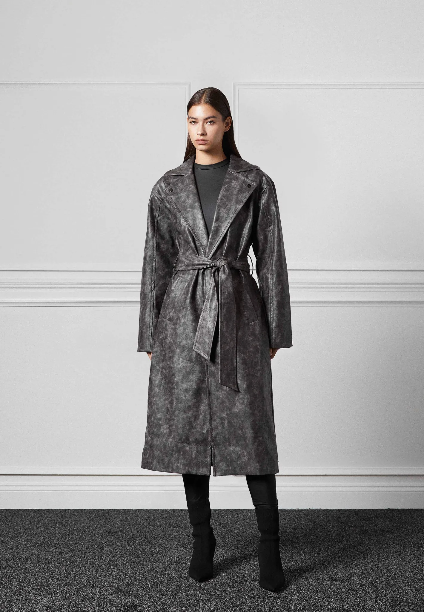 Vintage Vegan Leather Trench Coat -^Manière De Voir Hot