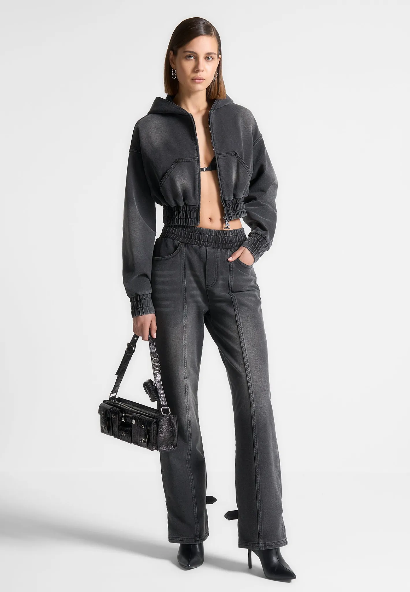 Washed Denim Jersey Hoodie - Washed Black^Manière De Voir Hot