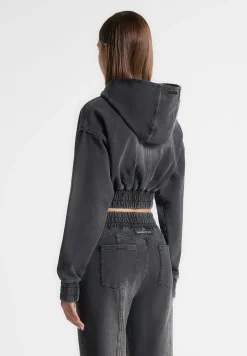 Washed Denim Jersey Hoodie - Washed Black^Manière De Voir Hot