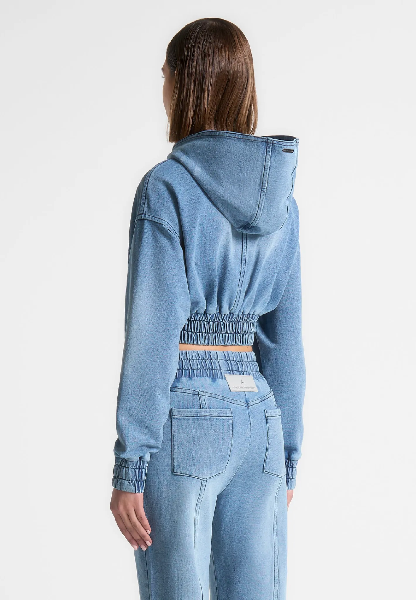Washed Denim Jersey Hoodie - Mid Blue^Manière De Voir Fashion