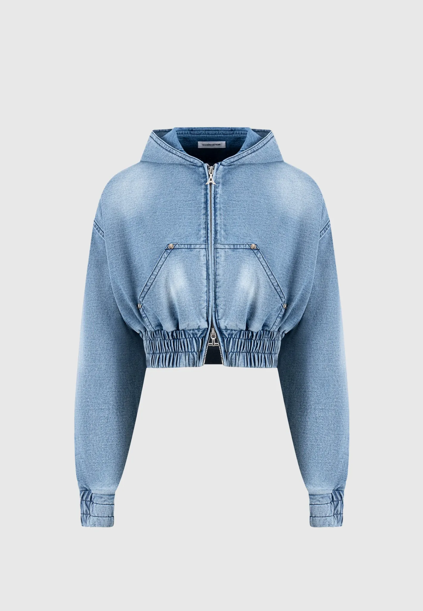 Washed Denim Jersey Hoodie - Mid Blue^Manière De Voir Fashion