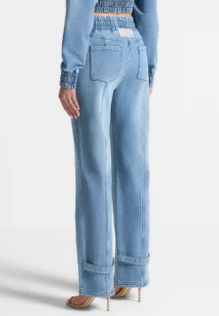 Washed Denim Jersey Joggers - Mid Blue^Manière De Voir Online