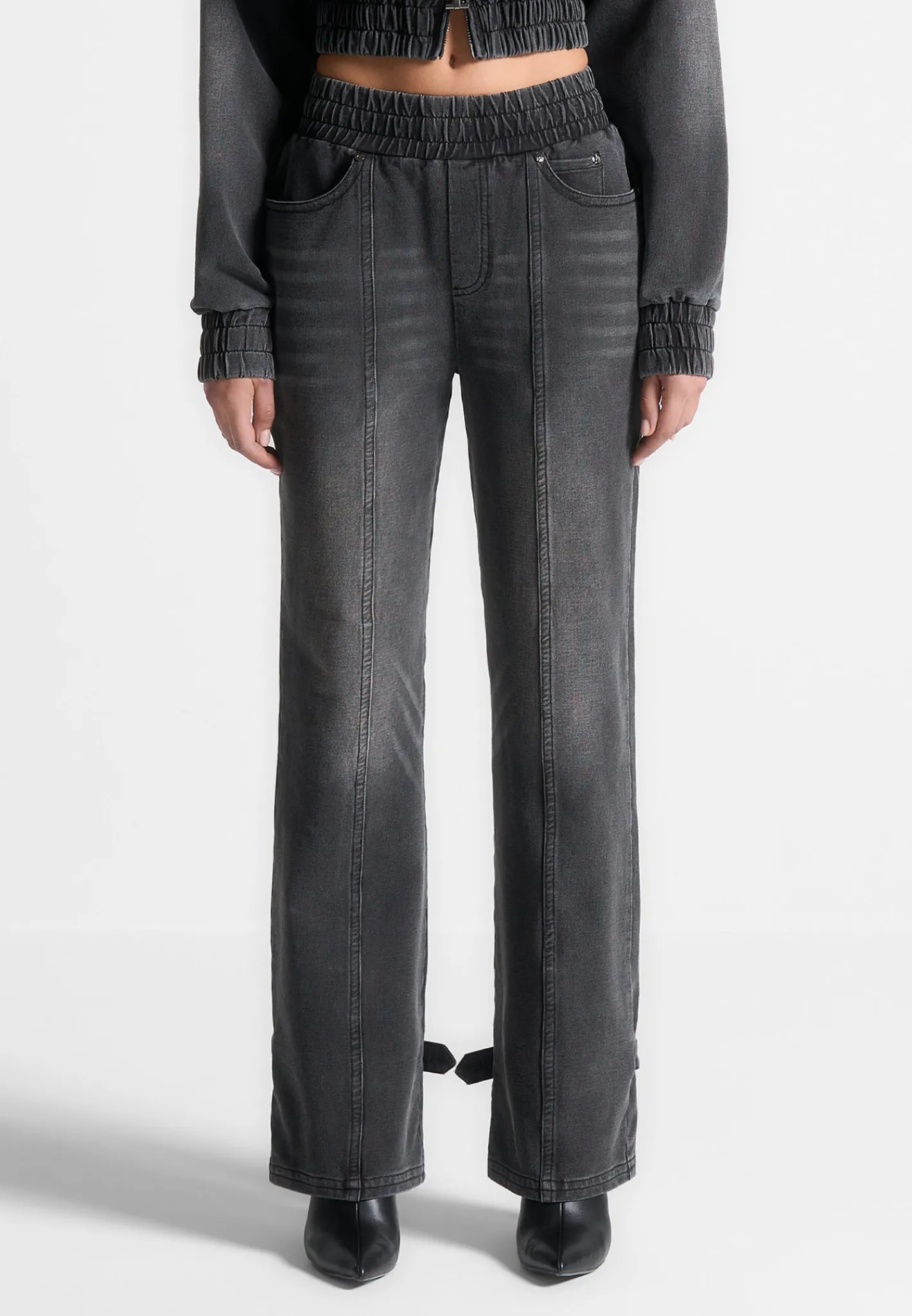 Washed Denim Jersey Joggers - Washed Black^Manière De Voir Outlet