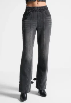 Washed Denim Jersey Joggers - Washed Black^Manière De Voir Outlet
