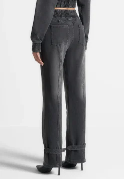 Washed Denim Jersey Joggers - Washed Black^Manière De Voir Outlet