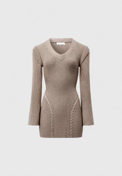 Wide Shoulder Knitted Contour Mini Dress -^Manière De Voir New