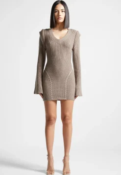 Wide Shoulder Knitted Contour Mini Dress -^Manière De Voir New