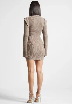 Wide Shoulder Knitted Contour Mini Dress -^Manière De Voir New