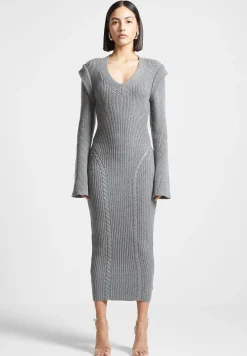 Wide Shoulder Knitted Midaxi Dress -^Manière De Voir New