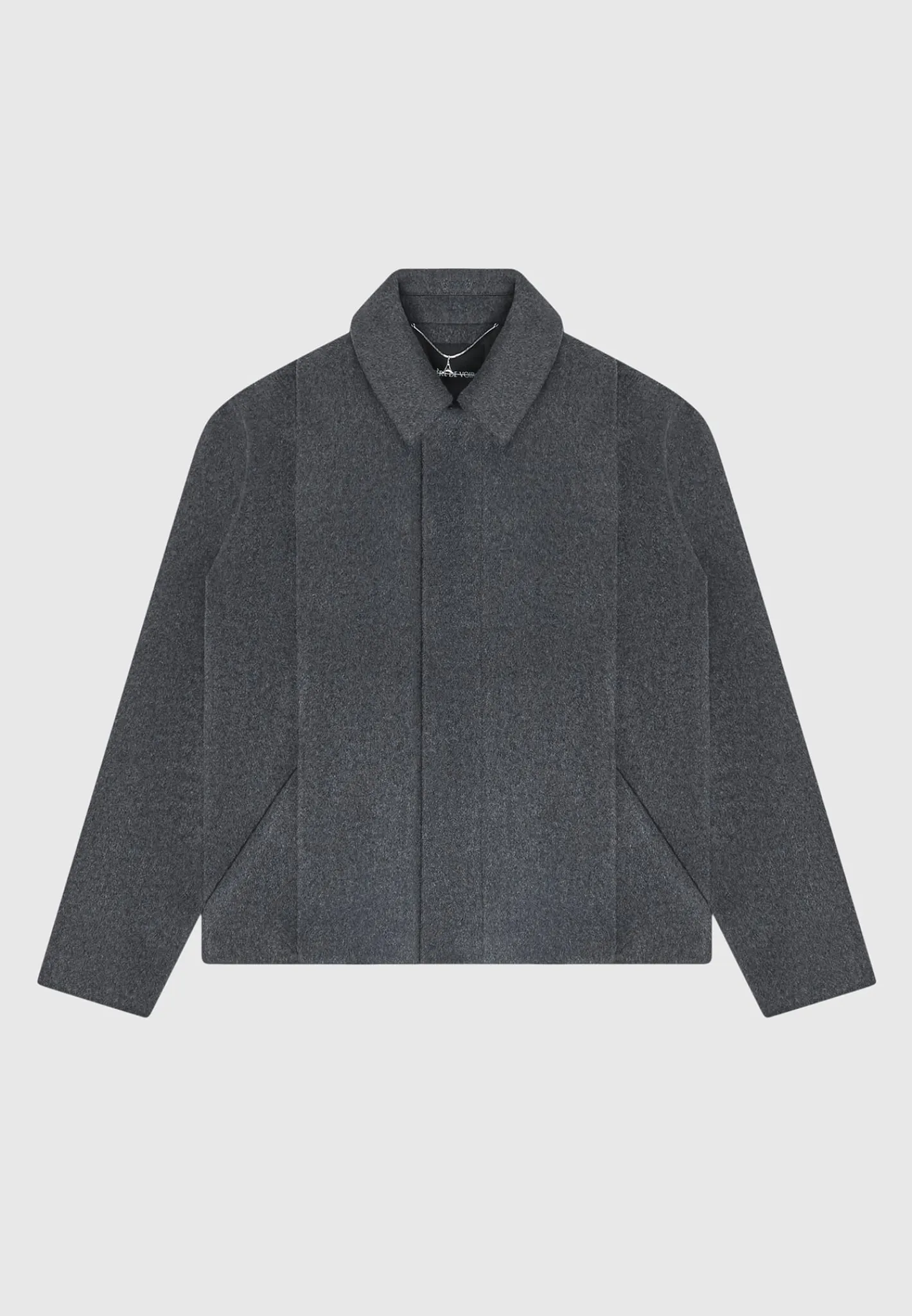Wool Blend Boxy Jacket with Pleat - Charcoal Grey^Manière De Voir Online
