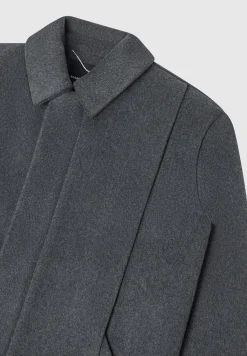Wool Blend Boxy Jacket with Pleat - Charcoal Grey^Manière De Voir Online