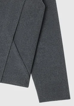 Wool Blend Boxy Jacket with Pleat - Charcoal Grey^Manière De Voir Online