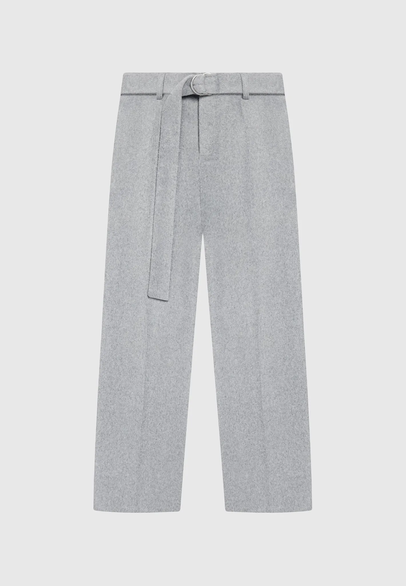 Wool Blend Marl Belted Trousers - Light Grey^Manière De Voir Fashion