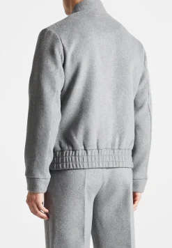 Wool Blend Marl Bomber Jacket - Light Grey^Manière De Voir Sale
