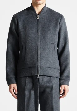 Wool Blend Marl Bomber Jacket - Charcoal Grey^Manière De Voir Sale