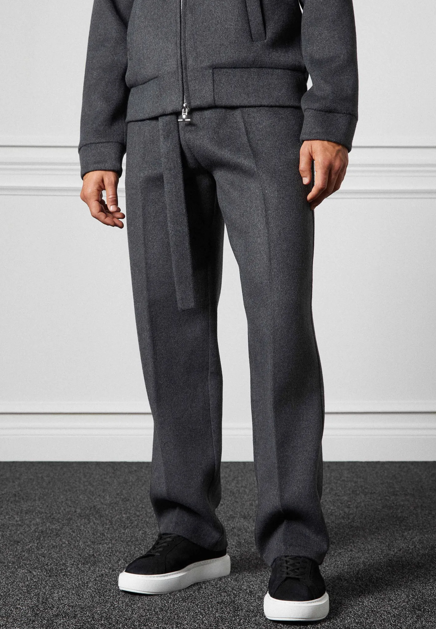 Wool Blend Marl Bomber Jacket - Charcoal Grey^Manière De Voir Sale